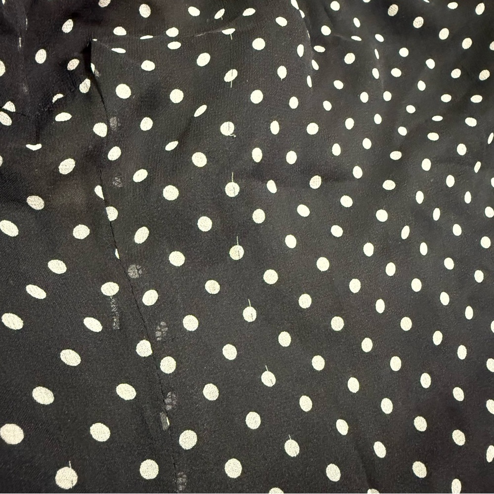 Helsa The Gemma Dress in Printed Silk Chiffon in Black & Ivory Polka Dot Medium - Picture 13 of 13